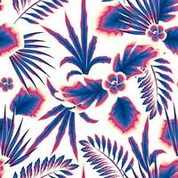 tendencia de patrones sin fisuras abstractos con coloridas hojas tropicales y plantas sobre fondo blanco. diseño vectorial impresión de la selva. fondo floral. trópico exótico. impresión de diseño de verano. fondo de la naturaleza vector