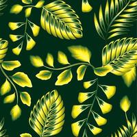 green nature tropical seamless pattern with colorful monochromatic style palm leaf and fern leaves plant. vvector dessign. Jungle foliage illustration. Exotic tropics Summer. tropical background vector