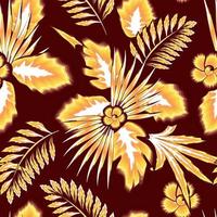 colorido patrón tropical sin costuras con hojas de helecho, hojas de cala y follaje de plantas de flores abstractas. diseño vectorial impresión de la selva. fondo floral. diseño decorativo vector