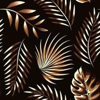 fashionable summer tropical themed seamless pattern with fern leaves and monstera plants leaf on dark background. Vector design. Jungle print. Floral background. exotic tropics. nature backgrond