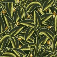 Tropical pattern with monochromatic green abstract foliage plants and leaves on dark background. rainforest style. tropical vector wallpaper. exotic summer. jungle print