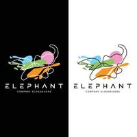 Elephant line logo design protected animal sketch vector illustration