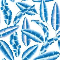 hojas de plátano de patrones sin fisuras con diseño de vector de color monocromático azul cielo. fondo transparente de plantas tropicales. textura de tela de moda. trópicos exóticos. diseño decorativo de verano. naturaleza