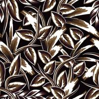 branched leaves seamless tropical pattern vector design in monochromatic color style on night background. Design for fabric, wallpaper or wrap paper. Floral background. summer design. foliage pattern
