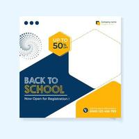 Back to school social media post design template vector