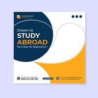 Study abroad social media post design template vector