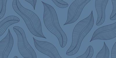 VECTOR SEAMLESS LIGHT BLUE BANNER WITH BLUE BANANA LEAVES