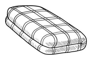 VECTOR ILLUSTRATION OF A PLAID BLANKET ISOLATED ON A WHITE BACKGROUND. DOODLE DRAWING BY HAND