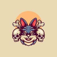 Bunny And Skull Retro Illustration vector