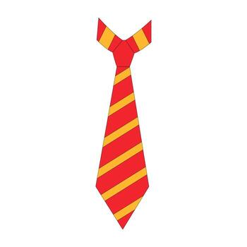 Tie in red and yellow color. Vector set in cartoon style. All elements are isolated