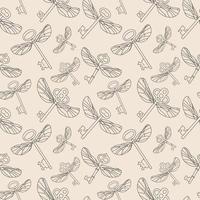 Seamless pattern of magic icons keys with wings. Vector. vector