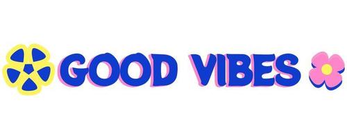 pegatinas motivacionales sobre buenas vibraciones. citas de letras con color azul profundo - buenas vibraciones pegatinas vector