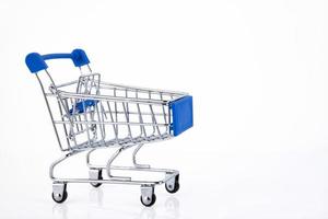 shopping cart, e-commerce, on white background. Copy space. photo