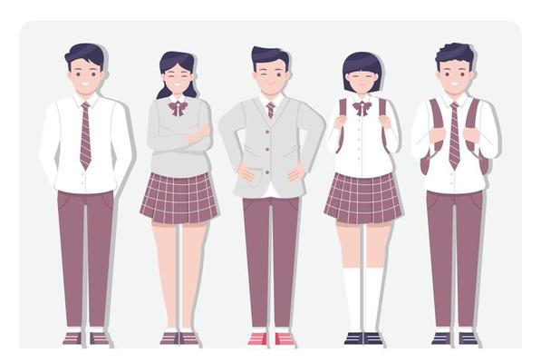 Student wearing uniform character collection