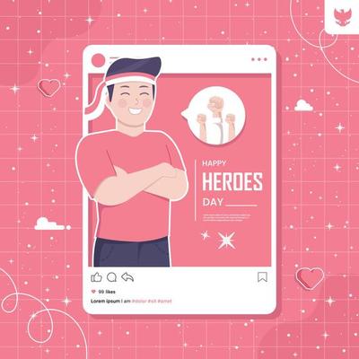 Indoensia heroes day concept illustration