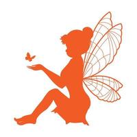 cute fairy silhouette illustration vector