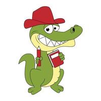 cute crocodile animal cartoon illustration vector