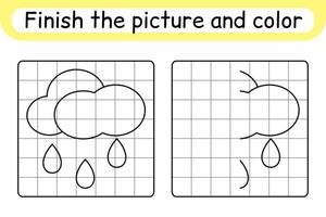 Complete the picture cloud. Copy the picture and color. Finish the image. Coloring book. Educational drawing exercise game for children vector