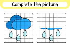 completa la nube de imágenes. copiar la imagen y el color. terminar la imagen. libro de colorear. juego educativo de ejercicios de dibujo para niños vector