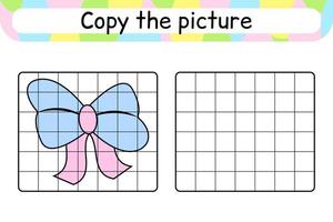 Copy the picture and color bow. Complete the picture. Finish the image. Coloring book. Educational drawing exercise game for children vector