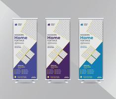 Simple and modern home for sale roll up banner template vector
