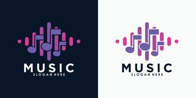 diseño de logotipo de música con vector premium de concepto creativo