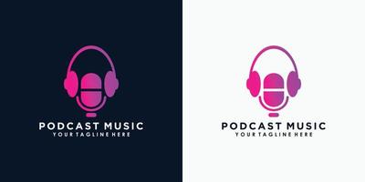 diseño de logotipo de podcast con vector premium de concepto creativo