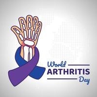 World Arthritis Day Concept. Hand Bone Pain and Ribbon vector