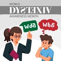 World Dyslexia Awareness Day Concept. teach children who have difficulty reading vector