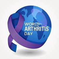 World Arthritis Day Concept. Awareness Ribbon and Globe Illustration vector