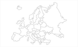 fondo blanco del mapa de europa con diseño de arte lineal vector