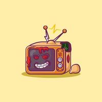 linda ilustración de zombie de televisión adecuado para halloween vector