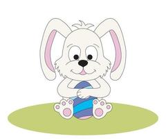 The easter bunny is sitting with an egg vector