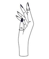 Women's hands. Female hands with various gestures. Perfect for logos, prints, patterns, posters and other designs. Vector illustration fashionable minimalistic linear style.