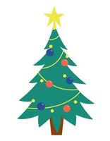 Decorated Christmas tree. Holiday object in flat style. vector