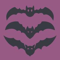 Set of different bats. Halloween characters in black flat style. vector