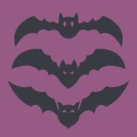 Set of different bats. Halloween characters in black flat style. vector