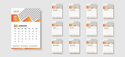 Happy new year 2023 abstract wall calendar design template vector