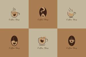 Set of coffee shop logo design template vector