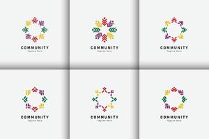 conjunto de personas y colección de logotipos comunitarios vector