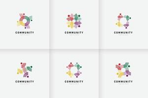 Set of people and community logo collection vector