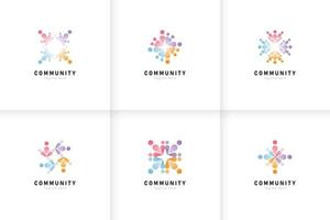 Set of people and community logo collection vector