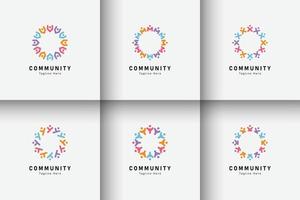 Set of people and community logo collection vector