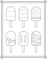 Ice cream flavor variants suitable for children's coloring page vector illustration
