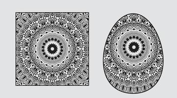 square mandala colouring page line art for meditation vector