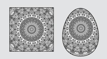 mandala cuadrado dibujado sobre un fondo blanco para colorear, vector, mandala vector