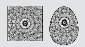 mandala con elementos dibujados a mano y flores vector