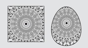 mandala art with square frame on white background vector