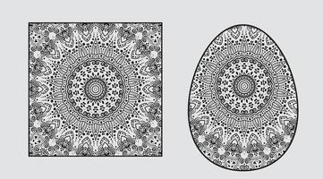 mandala art with square frame on white background vector