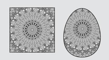 Arabic square ornament set. Vector patterns coloring book page